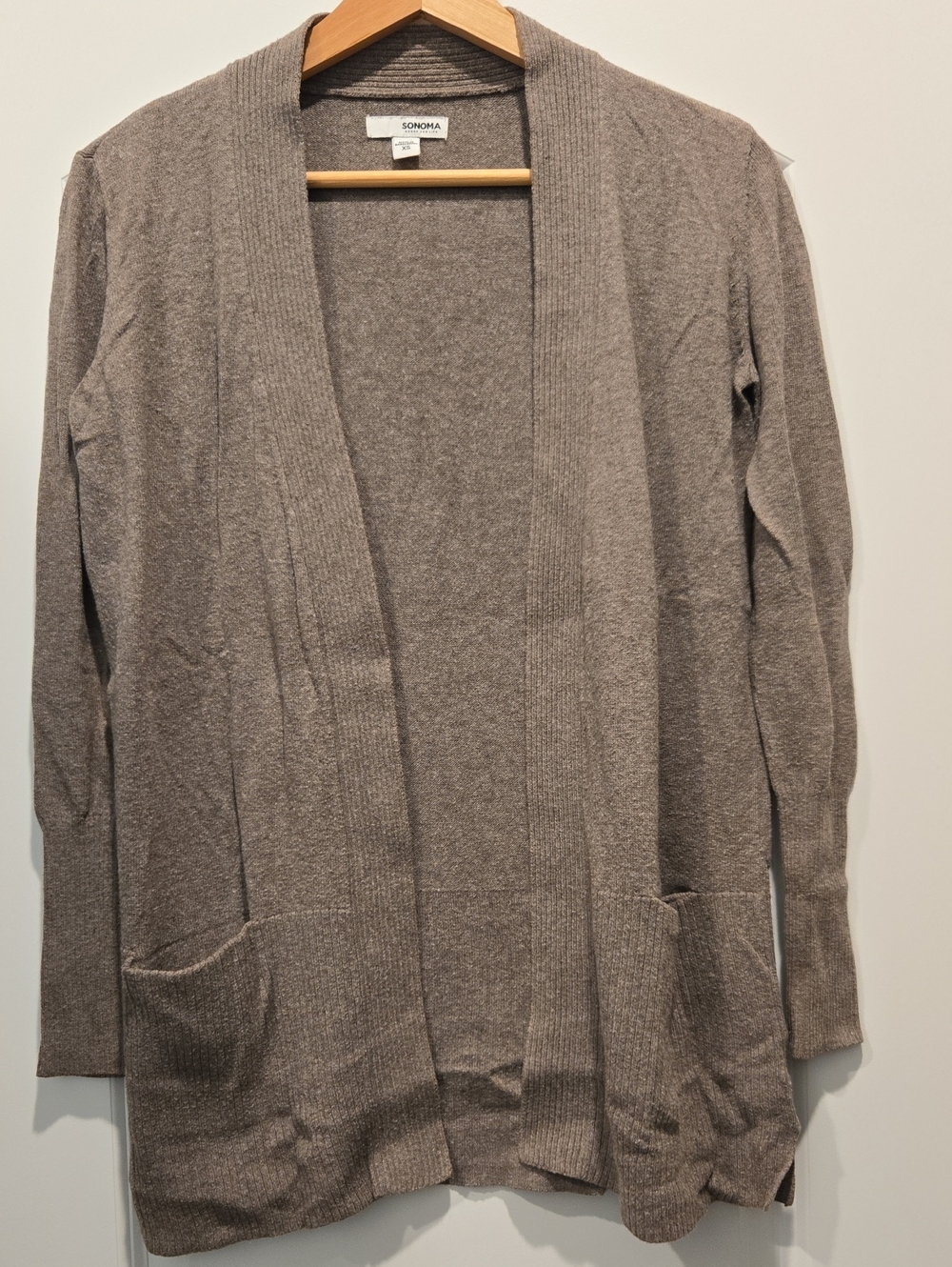 Sonoma Open-Front Cardigan Sweater - Taupe Gray